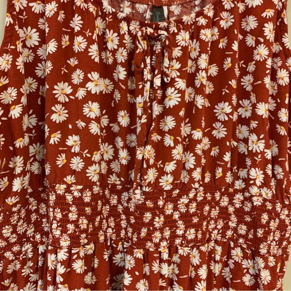 Floral Boho Dress WOmen’s 2x Burgundy Micro Pattern Western Country Prairiecore - Picture 4 of 11